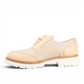 My Store beige leather and textile lace-up oxford shoes with a white lug sole.