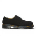 My Store black canvas 1461 Oxford shoes with yellow stitching and PVC sole. Made from 100% organic cotton.