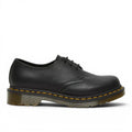 My Store black leather Dr. Martens 1461 Virginia Oxford shoes with yellow stitching and air-cushioned sole.