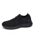My Store black textile knit sneakers with memory foam insole and lace-up detail.