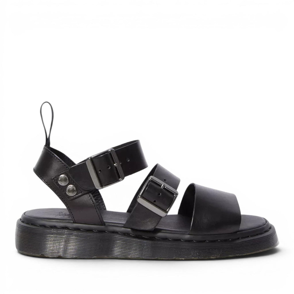 My Store black Gryphon Brando leather sandals with double buckle straps and a platform sole.