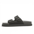 My Store black synthetic Palbuddy sandals with double buckle straps and rubber sole.