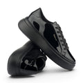 My Store black patent leather Jennise sneakers with a platform sole and textile lining.