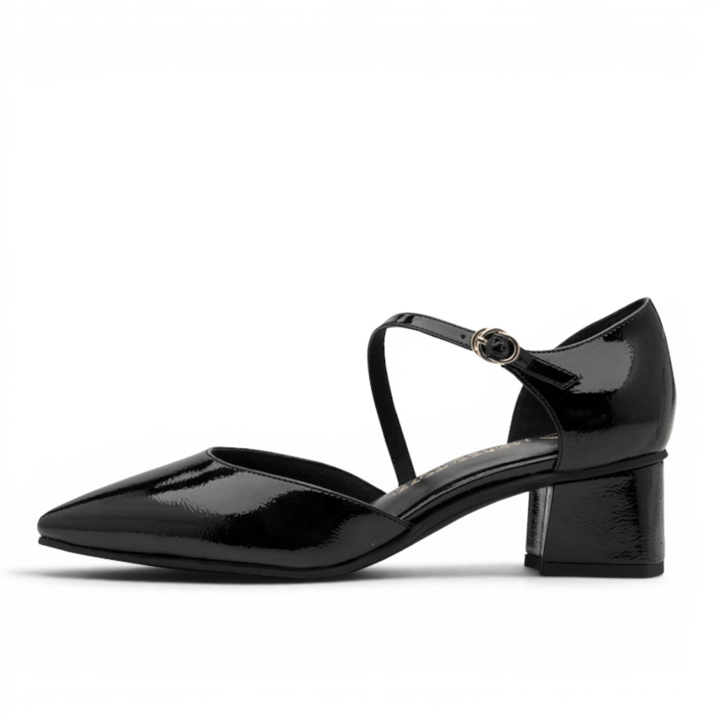 My Store black patent synthetic Mary Jane heels with a 40mm block heel and buckle strap.