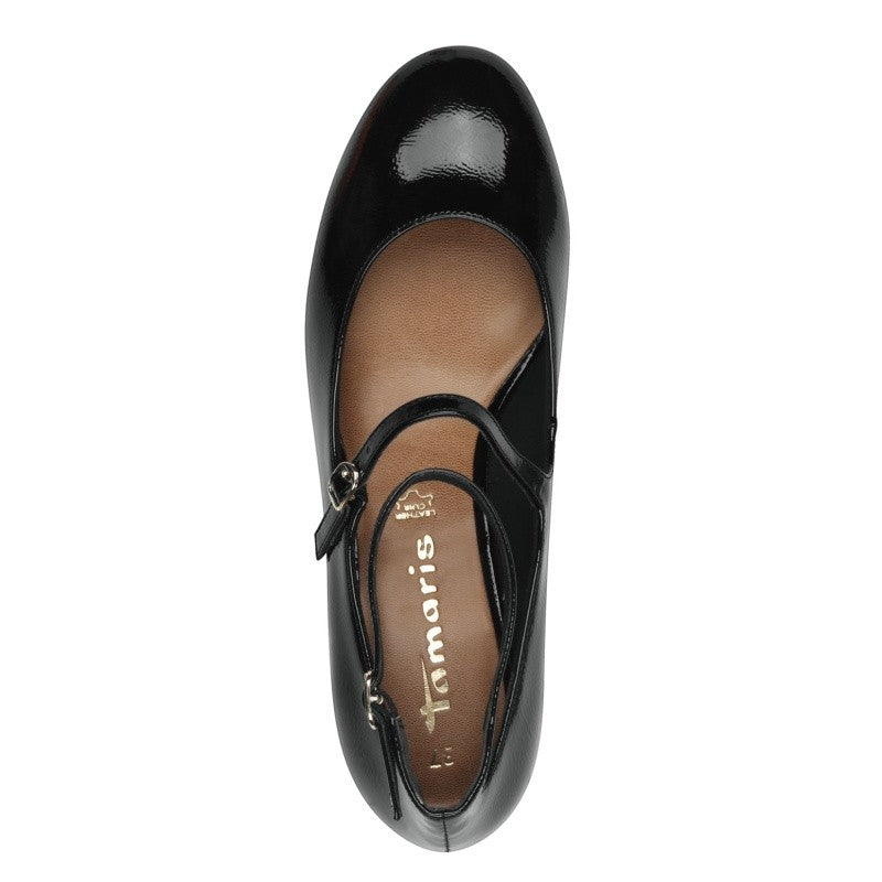 My Store black patent leather Mary Jane shoes with buckle strap and 3.5cm block heel.