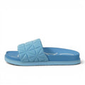 My Store blue quilted textile slide sandals with rubber sole