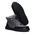 My Store Bradley Classic Tumbled grey synthetic leather boots with black accents and grey wool lining, featuring elastic laces.
