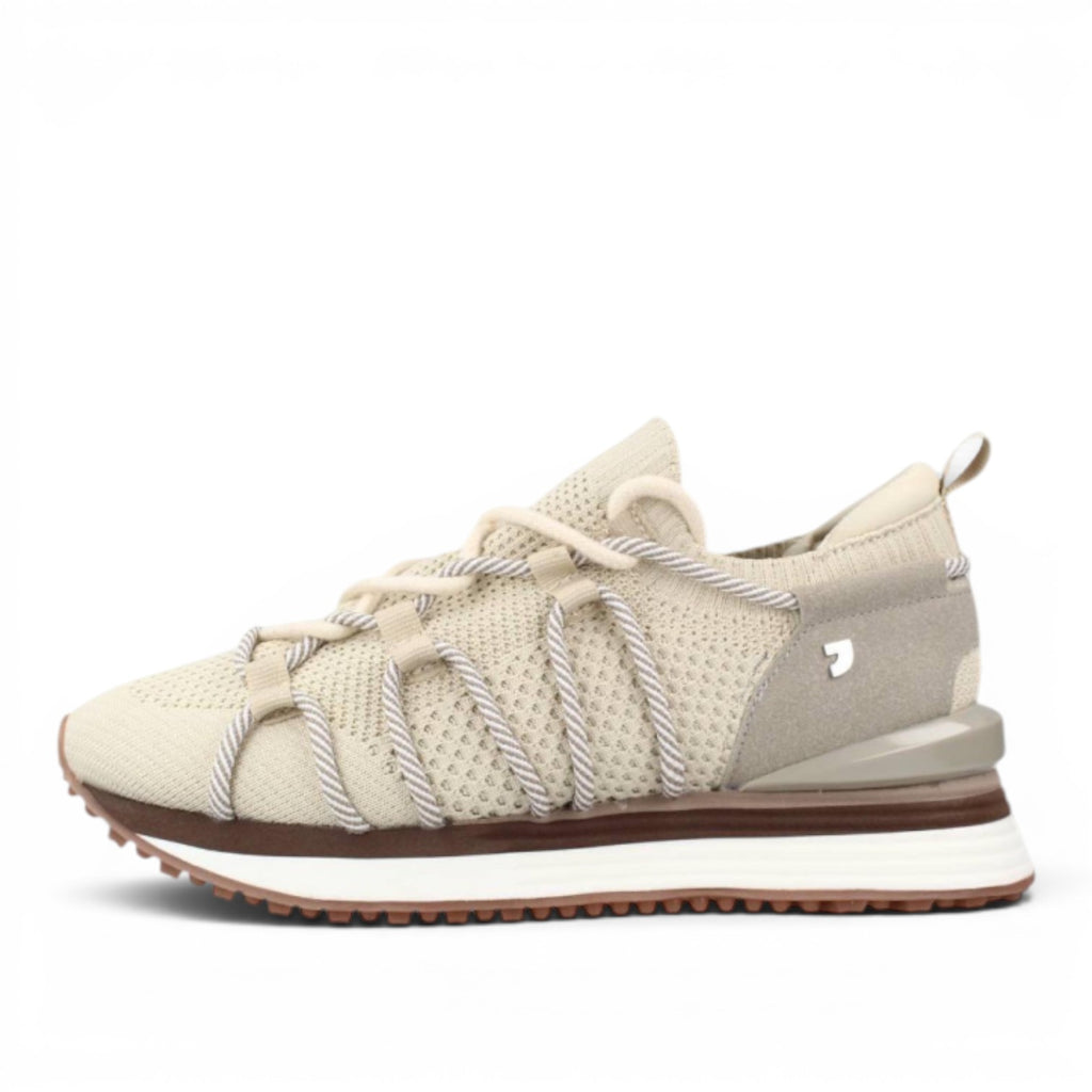 My Store BREWSTER beige textile knit sneakers with rope lacing and EVA sole.
