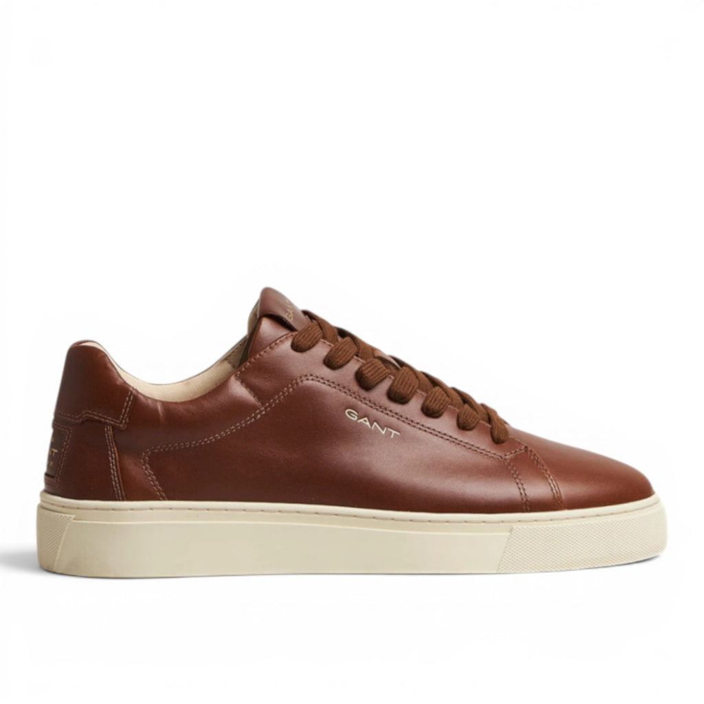 My Store brown leather lace-up sneakers with a cream sole. GANT logo on the side.