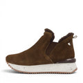 My Store brown suede chelsea boots with faux fur lining and EVA sole.