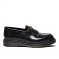 My Store Dr. Martens Adrian Snaffle loafers in black leather with gold hardware and fringe detail.