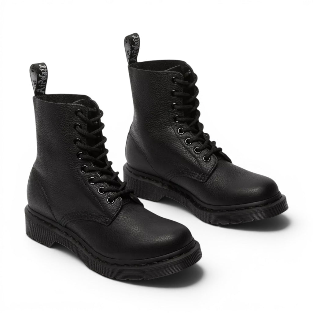 My Store Dr. Martens 1460 Pascal Mono black leather lace-up boots with textured finish and AirWair heel loop.