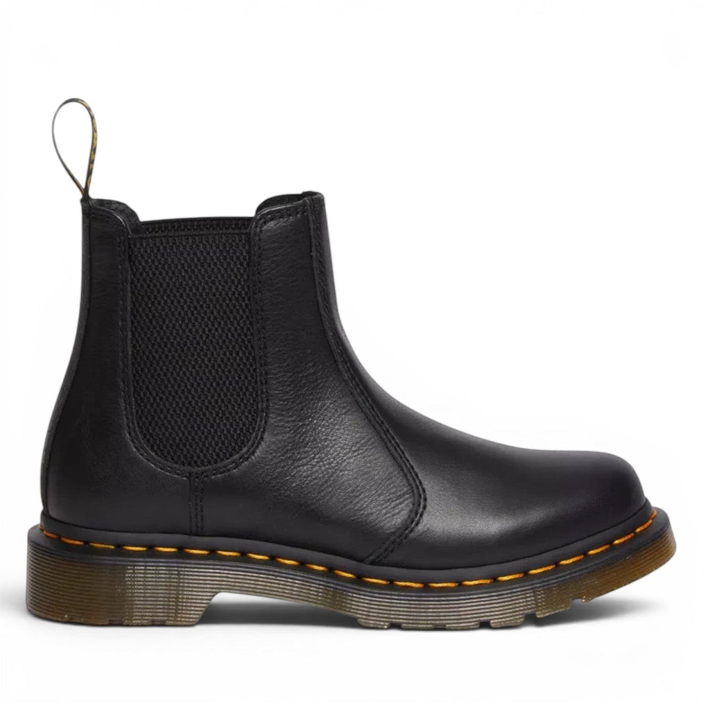 My Store Dr. Martens 2976 Virginia black leather Chelsea boots with elasticated side panels and yellow stitching.