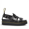 My Store Dr. Martens black Brando leather gladiator sandals with buckle strap and platform sole.