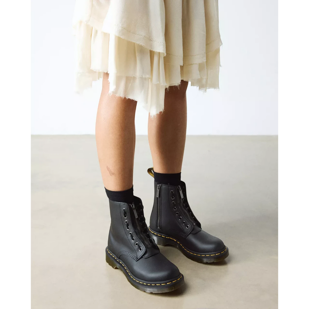 My Store Dr. Martens 1460 Pascal Nappa Zip black leather boots with front zipper and lace-up detail.