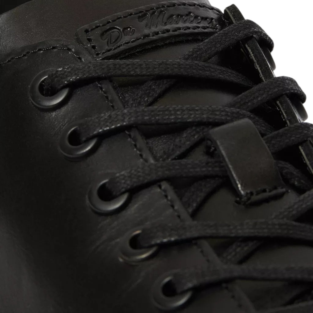 My Store Dr. Martens Dante Brando black leather low-top shoes with tonal laces and debossed logo.