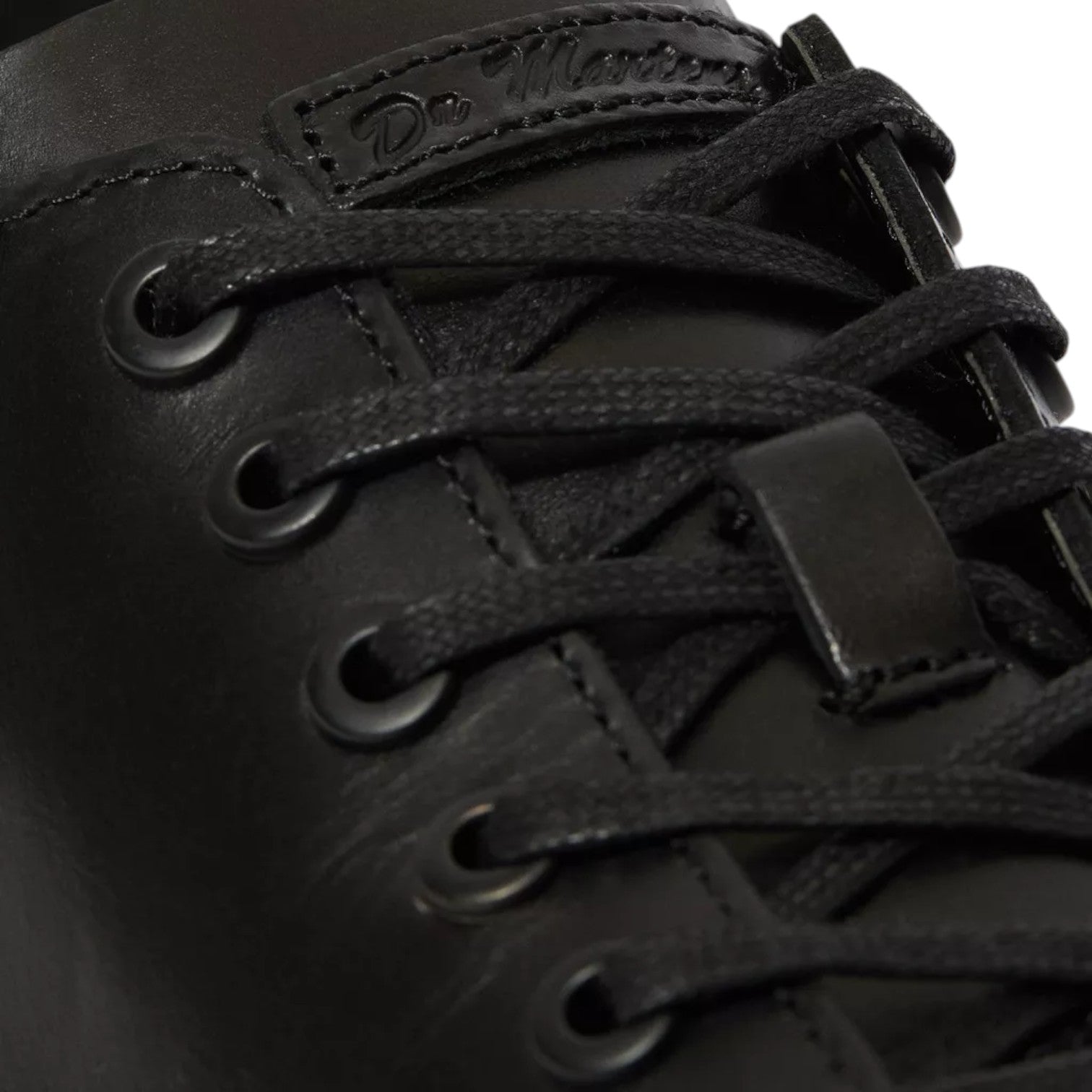 My Store Dr. Martens Dante Brando black leather low-top shoes with tonal laces and debossed logo.