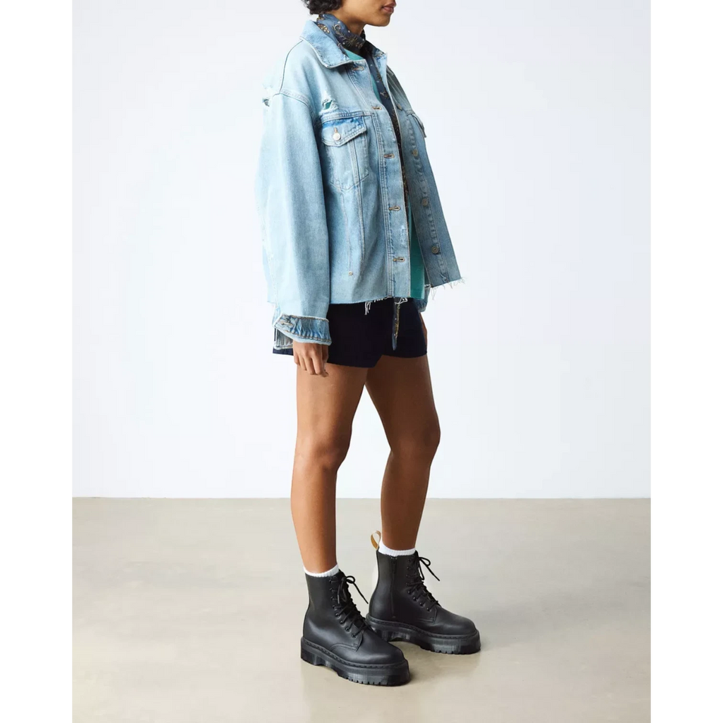 My Store Dr. Martens Jadon II Mono Vegan black leather platform boots with side zip and laces.