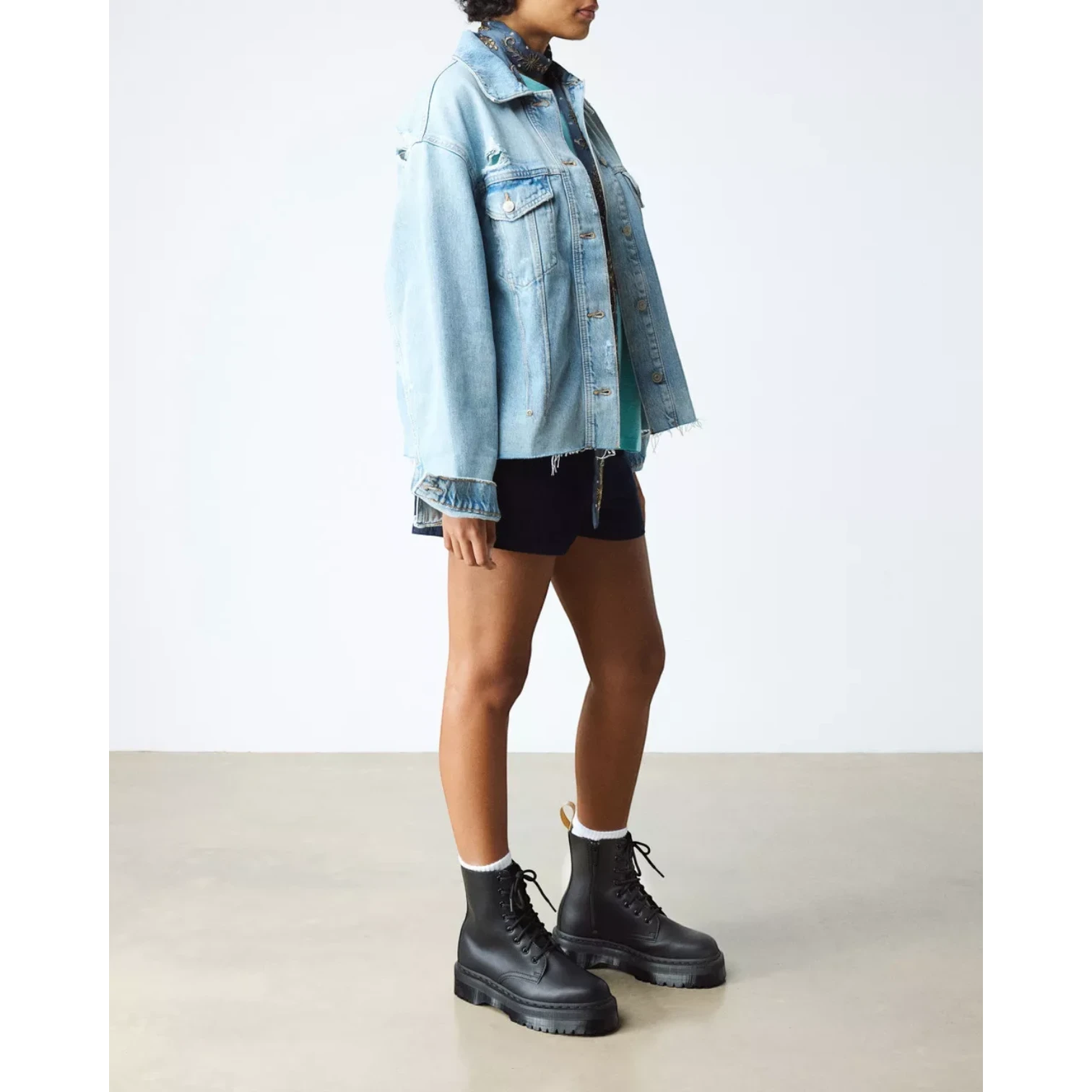 My Store Dr. Martens Jadon II Mono Vegan black leather platform boots with side zip and laces.