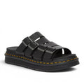 My Store Dr. Martens Tate Brando black leather slide sandals with three buckle straps and a platform sole.