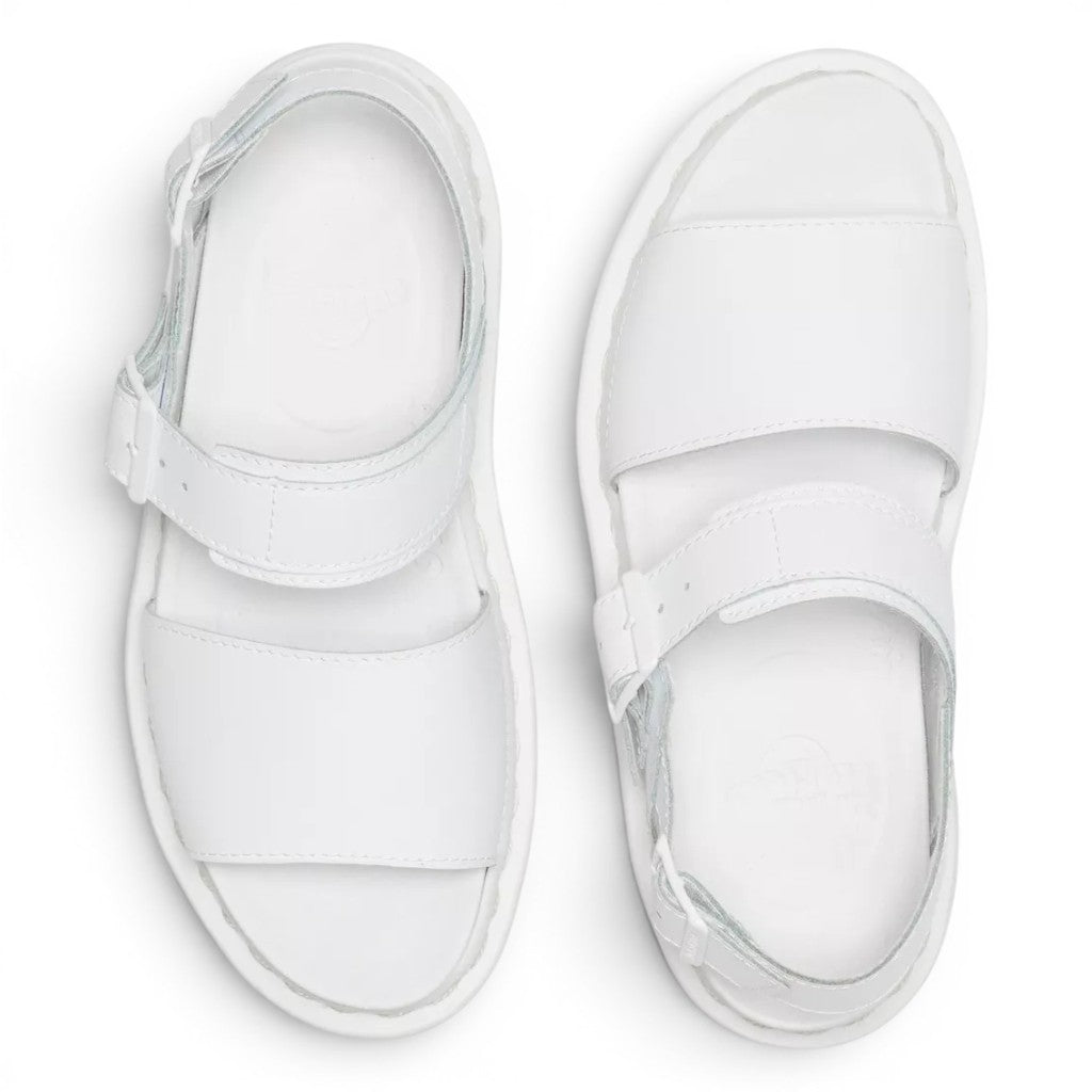 My Store Dr. Martens Voss Mono Hydro Leather white sandals with adjustable straps and EVA sole.
