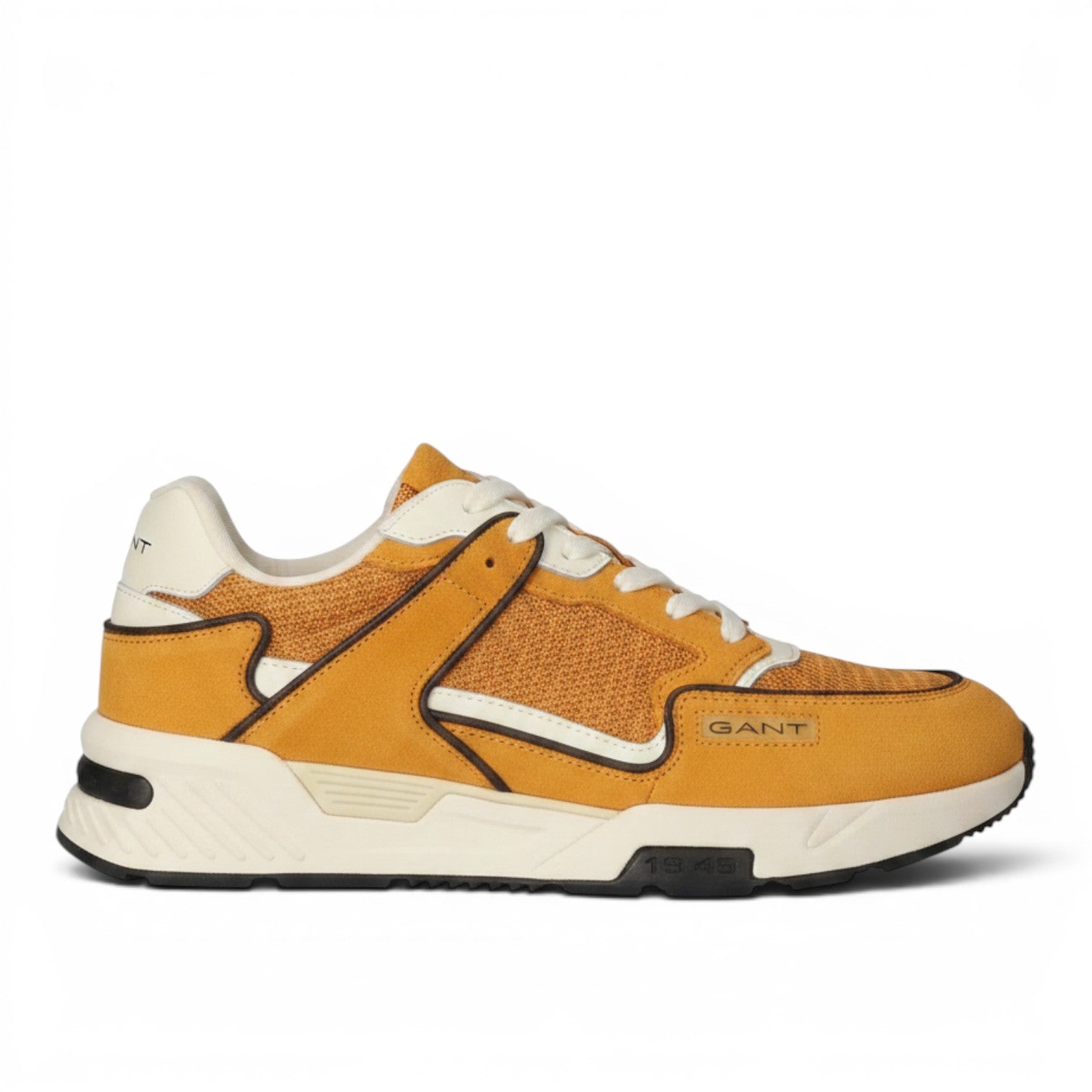 My Store mustard yellow suede and textile GANT sneakers with white laces and cream accents.