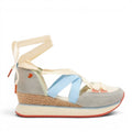 My Store Gioseppo HINESBURG multi-color leather and textile platform espadrille sandals with lace-up ankle straps.