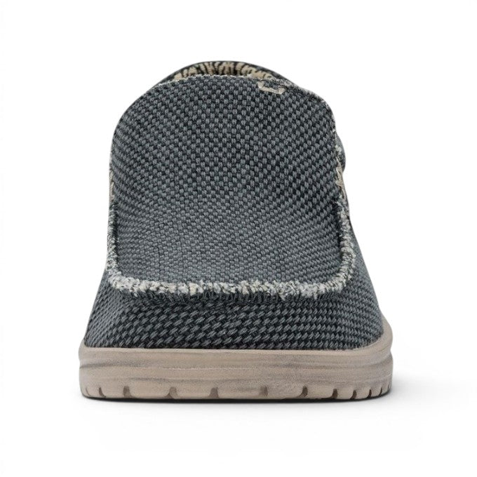 My Store Mikka Braided grey textile slip-on shoes with a braided texture and light tan sole.