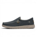 My Store Hey Dude Mikka Braided dark grey textile slip-on shoes with a light tan sole and frayed edges.