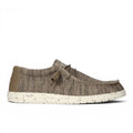 My Store Hey Dude Wally Sox men's slip-on shoes in brown knit textile with elastic laces and speckled sole.