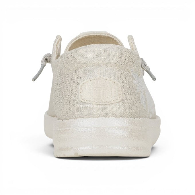 My Store Hey Dude Wendy floral lace shoes in off-white textile with elastic laces and embroidered detail.