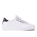 My Store white leather sneakers with black heel detail and Karl Lagerfeld logo on the side.