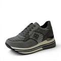 My Store Laura Biagiotti 7823 grey synthetic and textile women's sneakers with glitter accents and platform sole.