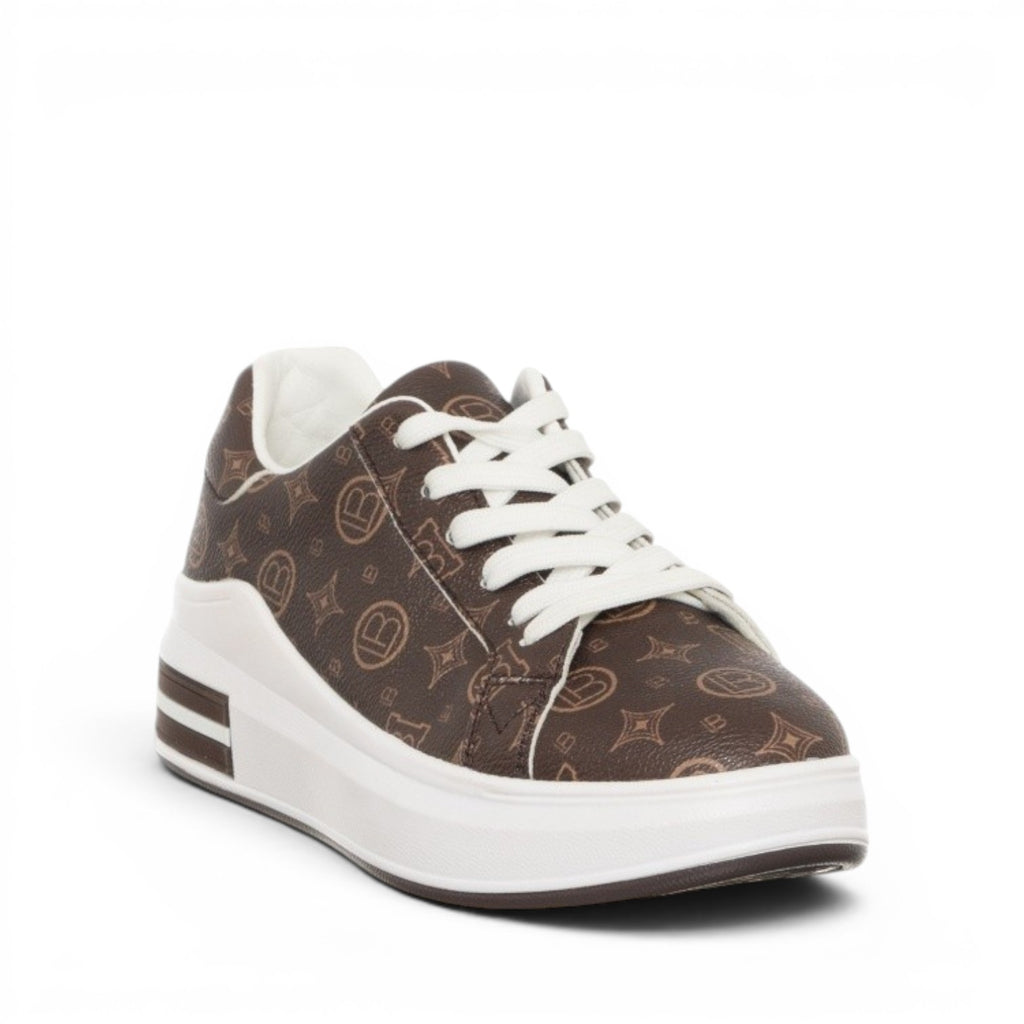 My Store Laura Biagiotti 8006 brown synthetic logo print lace-up platform sneakers