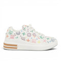My Store Laura Biagiotti 8006 white synthetic sneakers with colorful monogram print and textile lining.