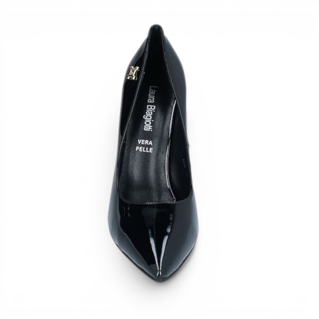 My Store Laura Biagiotti black patent leather pointed-toe pumps with a 10.5cm heel.