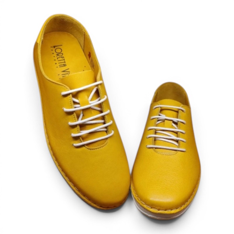 My Store Loretta Vitale 221 yellow leather casual shoes with white laces