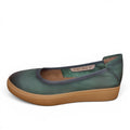 My Store Loretta Vitale W1403 green leather ballet flats with rubber sole.