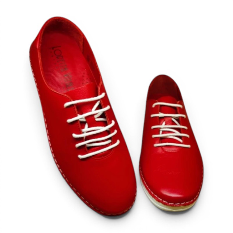 My Store Loretta Vitale 221 red leather lace-up casual shoes with white laces.