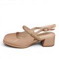 My Store Loretta Vitale C3805 beige patent leather slingback heels with embellished strap and 5cm block heel.