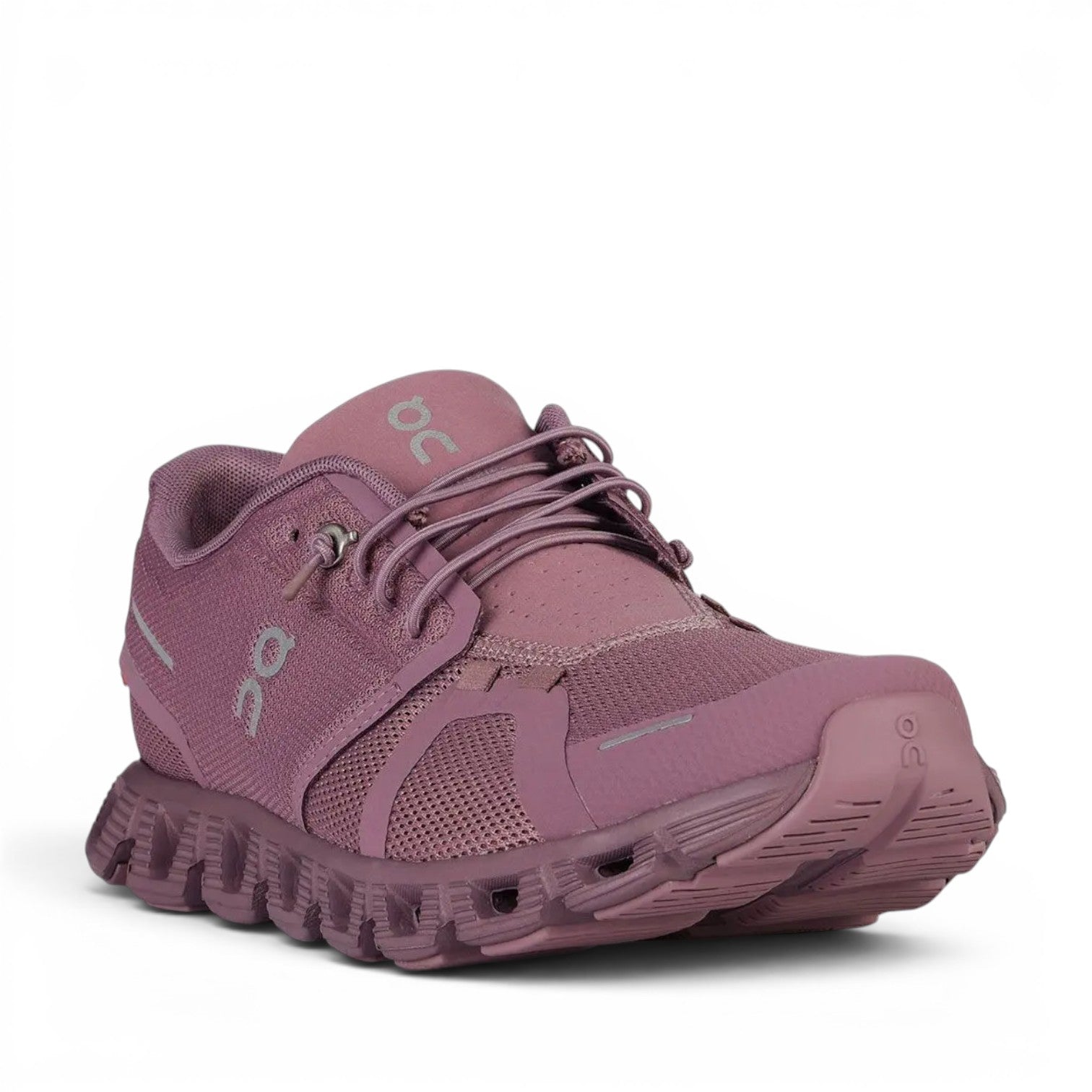 My Store ON Cloud 5 women's mauve running shoes with quick lacing system and breathable mesh.