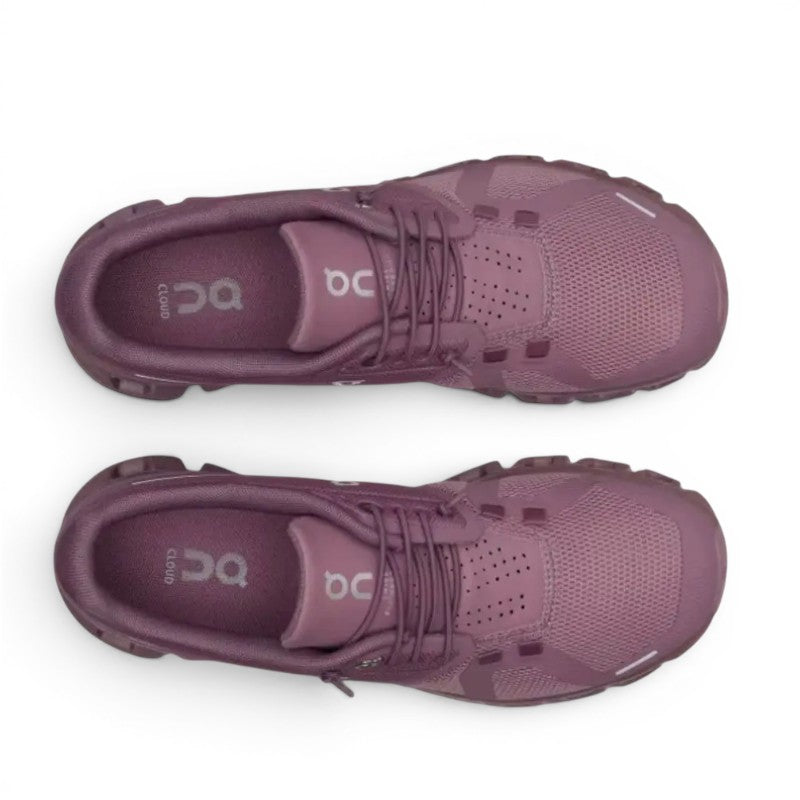 My Store ON Cloud 5 women's purple mesh running shoes with quick-lace system and breathable design.