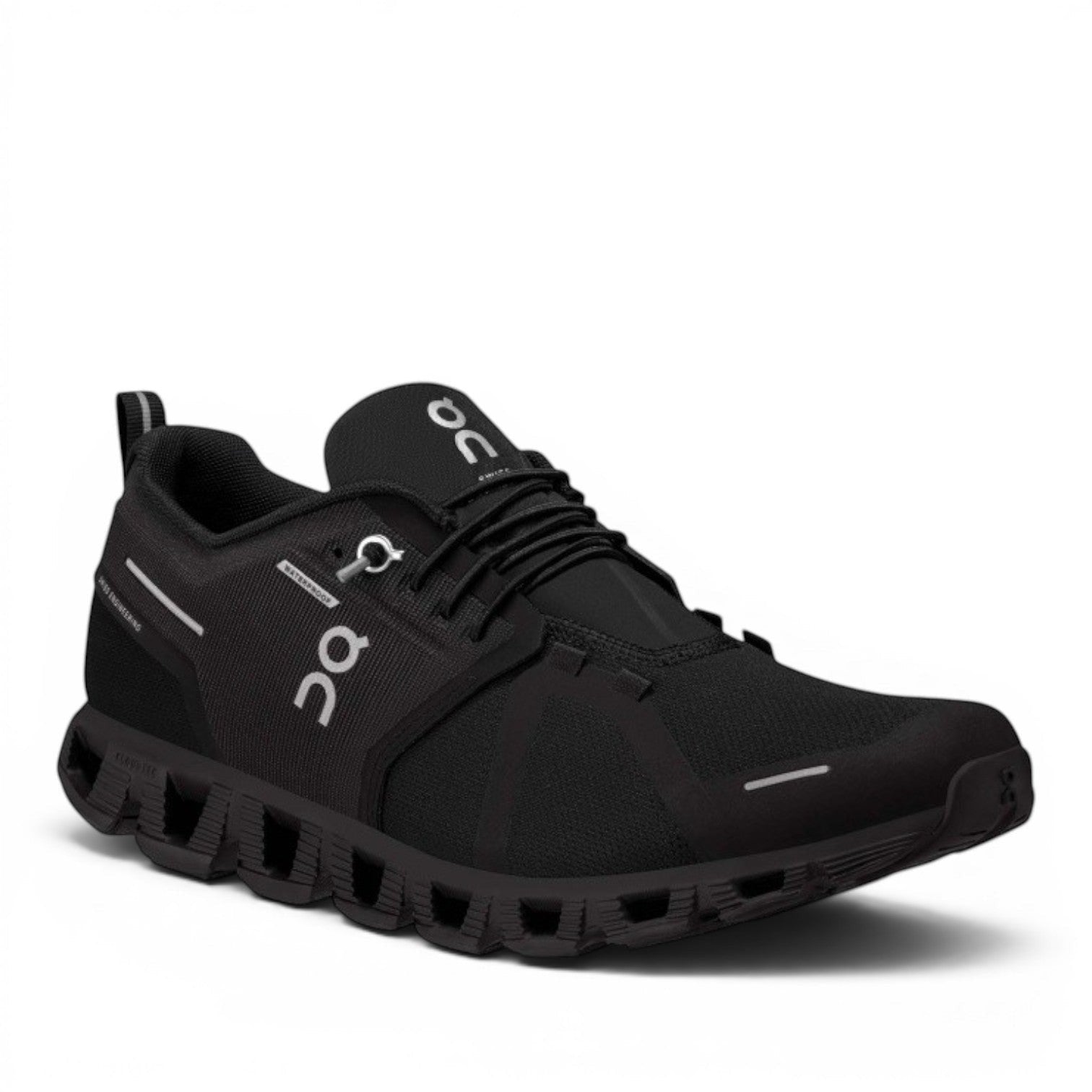 My Store On Cloud 5 Waterproof black running shoes with quick-lace system and CloudTec sole.