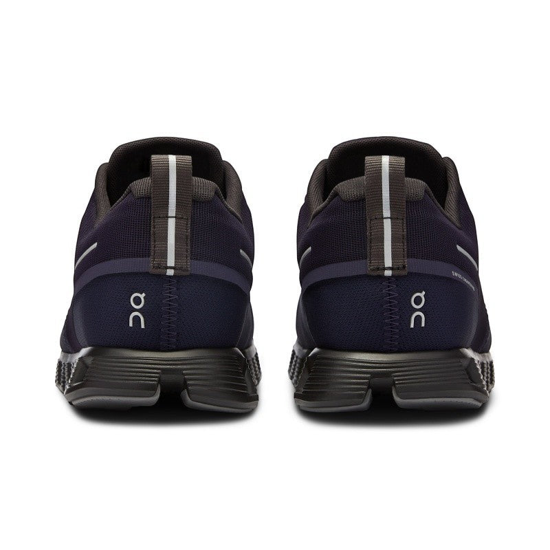 My Store ON Cloud 5 Waterproof navy blue running shoes with quick-lace system and reflective heel tab.