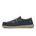 My Store Wally Braided dark blue woven textile slip-on shoes with light tan laces and a tan sole.