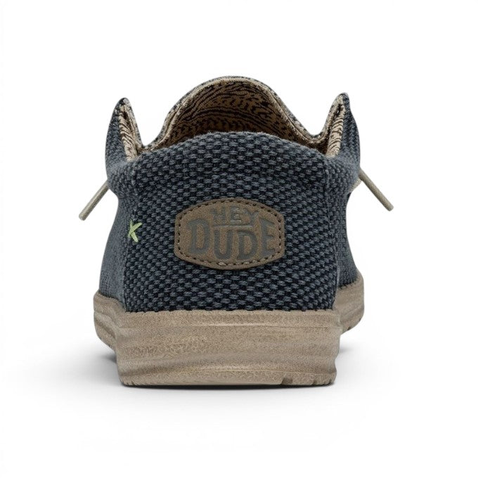 My Store Wally Braided grey textile slip-on shoes with elastic laces and a tan sole.