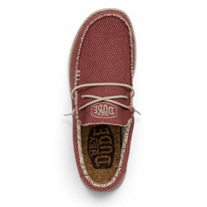 My Store Wally Braided red textile slip-on shoes with elastic laces and a cork insole.