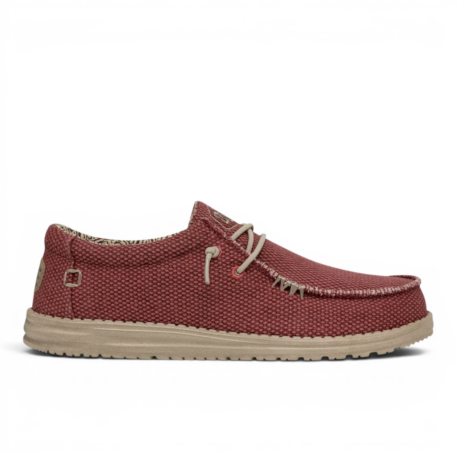 My Store Wally Braided red textile slip-on shoes with elastic laces and a light beige sole.