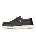 My Store Wally Eco Socks, black and white striped knit slip-on shoes with contrasting heel and white sole.