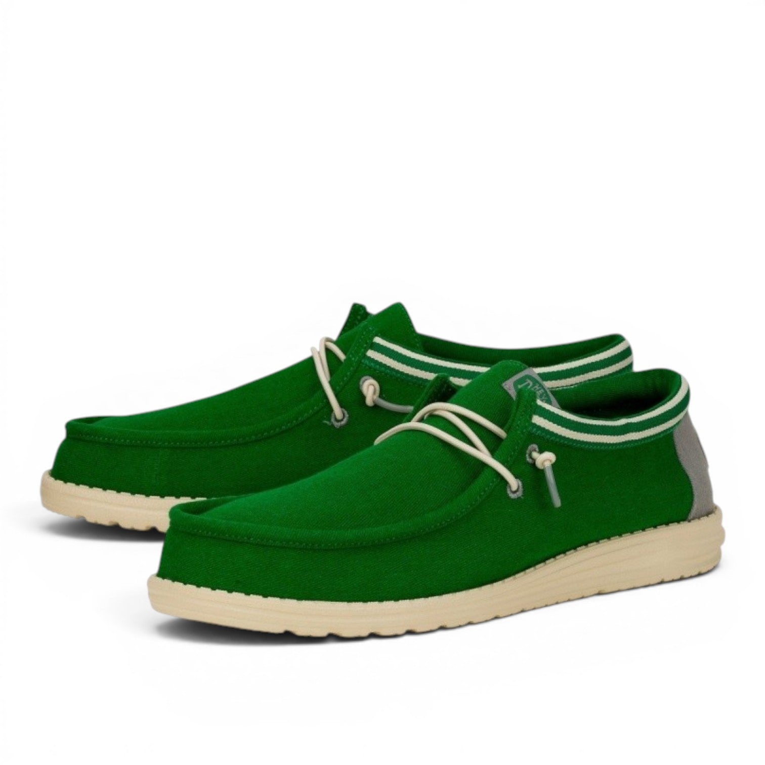 My Store Wally Letterman green textile casual shoes with elastic laces and a light sole.